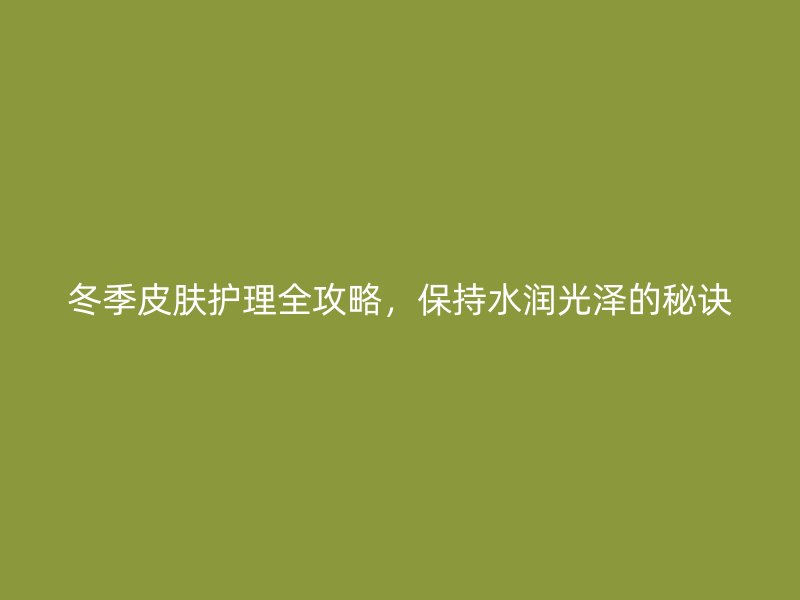 冬季皮肤护理全攻略，保持水润光泽的秘诀