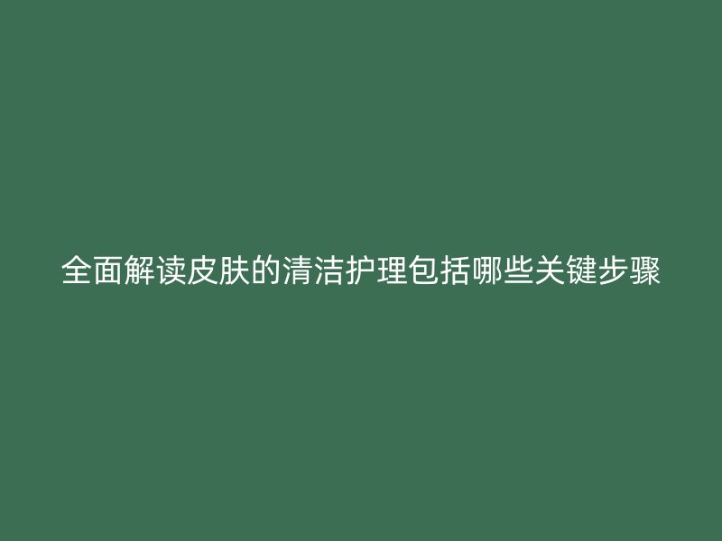 全面解读皮肤的清洁护理包括哪些关键步骤